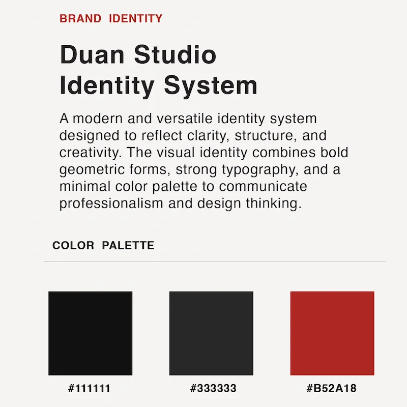 Duan Studio brand system and design brief